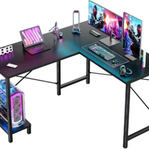 DUMOS L Shaped Desk, Computer Gaming Desks Corner Office Table with CPU Shelf for Home Study Writing Work Station 50 Inch, Black